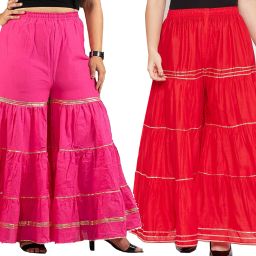 Pack of 2 Women Relaxed Multicolor Cotton Blend Trousers-image-99