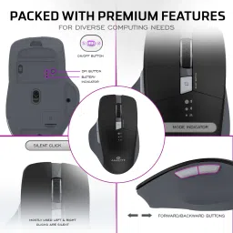 AMKETTE Hush Pro Epic M Rechargeable Multi-Device Wireless Ambidextrous Optical Mouse with Bluetooth image 5