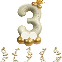 Solid Birthday/Anniversary Decoration Pastel Balloons,Crown,3 Number Foil Balloons Set Letter Balloon-image-46
