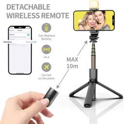 HLMOBILE AY R1s Wireless Selfie Stick Stand Remote Flash Light All Smartphones Monopod Kit, Tripod, Tripod Kit image 3