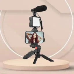 GUGGU Video Kit with(Tripod) LED Lights & Wireless Microphone For Vlogging/YouTubeW175 Tripod-picture-1