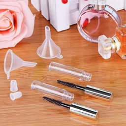rajry 2Pcs 10ml Empty Mascara Tubes Wand Container 2 Rubber Inserts & 1 Funnel-Silver image 3
