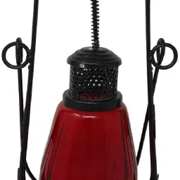 Red, Black Glass, Iron Table Lantern-image-73
