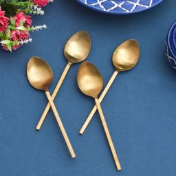 4 Table Spoon Set, Large Dinner Spoons with Square Handle, Cutlery for Kitchen Iron Cutlery Set-image-72