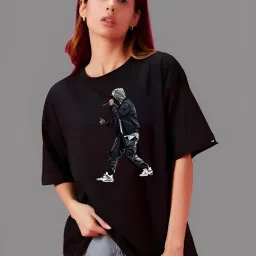 Women Self Design Round Neck Pure Cotton Black T-Shirt-image-81