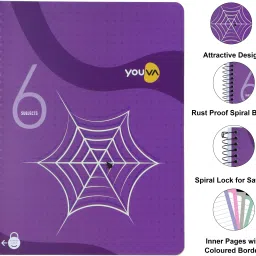 navneet Youva Spiral & Soft Bound 6 Subject Book A4 Notebook Single Line 300 Pages image 3