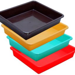Plastic Prime Exel Small Tray, Set Of 4 pc, 2 Ltr, Red Green Yellow Brown Tray-image-29