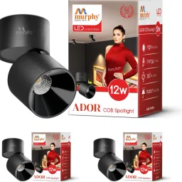 12W Black Body Black Finish 360 Degree Adjustable Warm White, Pack of 3 Ceiling Light Ceiling Lamp-13