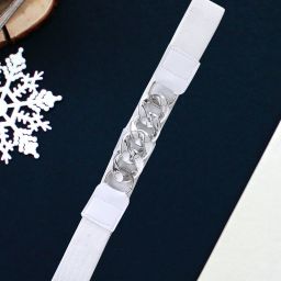 Women Formal, Casual, Evening, Party White Canvas Belt-image-15