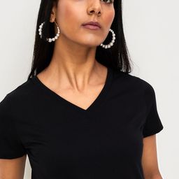 max Women Solid Round Neck Pure Cotton Black T-Shirt-picture-30