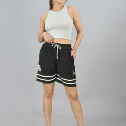 Self Design Women Black Regular Shorts-image-30
