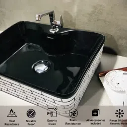 delta Premium Designer Structure Based Ceramic Wash Basin(19*15*5.1) (19*15*5)(Structure) Table Top Basin image 3