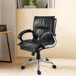 SkCraft Black Office / Study Chair Leatherette Office Adjustable Arm Chair-picture-28