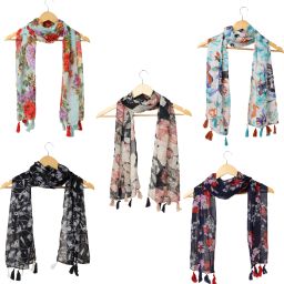 Printed Chiffon Women Multicolor Scarf, Stole, Fancy Scarf-image-52