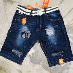 Embroidered Men Denim Blue Denim Shorts-image-104