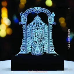 artistic gifts 3D Illusion Color Changing LED Tirupati Balaji Murti Car Dash Indicator Lamp image 4