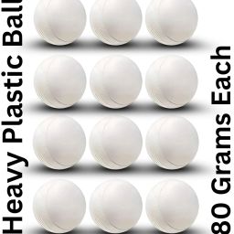 Heavy Plastic Ball White Non Toxic (Pack of 12 | 80gm Per Ball) Cricket Training Ball-14
