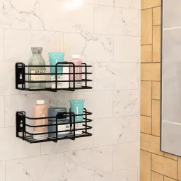 Multi-use Rack, Bathroom Shelf, Kitchen Shelf,Shelves Black (9X5 Inch,Pack-2) Stainless Steel Wall Shelf-16