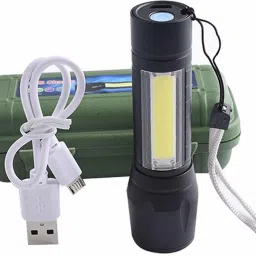 Mini 2 in1 Waterproof Chargeable LED 4 Mode Zoomable Full Metal Body 9W Flashlight Torch Home / Outdoor Lamp Table Lamp COB 800 mAh Battery USB Charging Torch-4