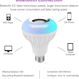 Gentle e kart Color Changing LED Light Music Bulb with Bluetooth Speaker & Remote Smart Bulb Smart Bulb Ceiling Lamp image 3