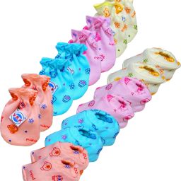 Baby Boy and Baby Girl Mittens and Booties Combo Pack With Hand Mittens (4 Pairs) and Leg Booties (4 Pair), Pure Hosiery Skin Friendly Fabric, 0 to 6 Months-image-2