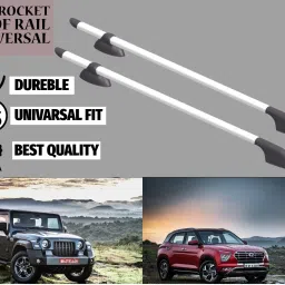 Car Stylish Roof Rails (Drill Free) in Rocket Curve Design in Silver Colour_32 Car Beading Roll For Hood-36
