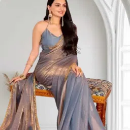 Solid/Plain Bollywood Chiffon Saree-image-46