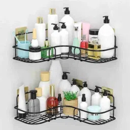 Multipurpose Self Adhesive Wall-Mounted Corner Storage Rack Bathroom 1 pcs Iron Wall Shelf-4