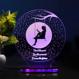 Acrylic lamp Engraved Personalized led Night Light with 16 Color Changing Light & Remote Control Gift for Loveable Person (Wooden Base) Table Lamp-23