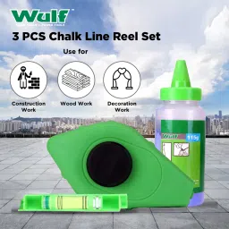 wulf Chalk Line Reel Set for Carpenter, Brick Layer Leveller with Marker Pencil Non-magnetic Line Level image 4
