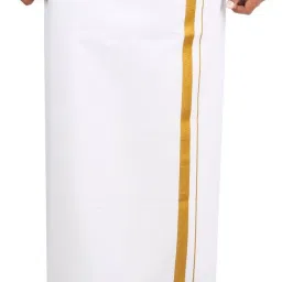 Prakasam Cotton Premium Quality Zari Border Single (1.27X2.00 mtrs) Solid Men Dhoti-image-49