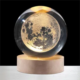 3D Moon Crystal Ball Night Light,2.4 inch Glass Ball Night Lamp with Wood Base Table Lamp-image-16