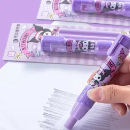 atrate Kuromi Pattern Erasers Retractable Pen Shape Push Non-Toxic Eraser image 3