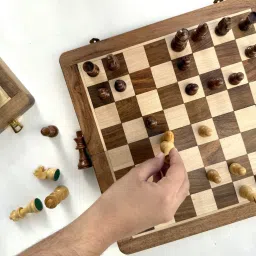 Wooden Foldable Chess Board - Rosewood Chessboard - Indoor Mind Game (12 Inch) 8 cm Chess Board-16