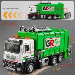 Recycle Garbage Truck Toy with Lights & Sound | Air Pressure Lift, Trash Cans-image-53