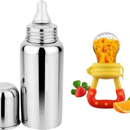 Stainless Steel Baby Milk Feeding Bottle & Nibbler for Babies, Infants - 240 ml-image-14