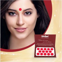 shilpa Vive Sticker Kumkum Bindi (4, Red) (Box Contains 15 Packs) Forehead Red Bindis image 2