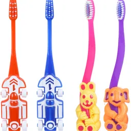 Oral Care Junior Pack of 4-(2 Kids) Zoom Car Junior Toothbrush & (2 Kids) Bingo Junior Soft Toothbrush-9