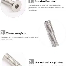 gsk cut Nut & Bolt Set SS 202 Allen CSK Bolt Size M3/M4/ M5/M6 X 20mm Length Bolt with Nut, Washer & Allen Key Set of 604 pcs Kit image 3
