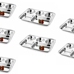 Pack of 7 Stainless Steel Steel Sandwich Tray Set, 5 Pieces, Microwave Safe (1 Pack) Dinner Set-image-76