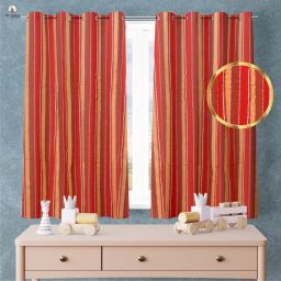 Red With Orange Striped_65 Curtain Fabric-22