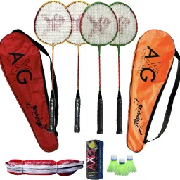 Classy Colored Thrasher Racquets Set of 4 with Plastic Shuttles and Net Badminton Kit-image-55