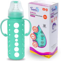 Anti-Colic Borosil Glass Feeding Bottle with Handle & Sleeve, Bpa Free - 250 ml-image-36
