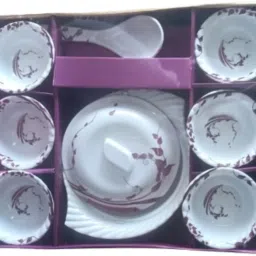 Pack of 9 Melamin 1 BOWL 6 SMALL BOWL 1 SPOON - WHITE Dinner Set-image-34