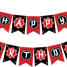 Ninja Happy Birthday Banner for Boys Red Black Ninja Warrior Birthday Banner-image-14