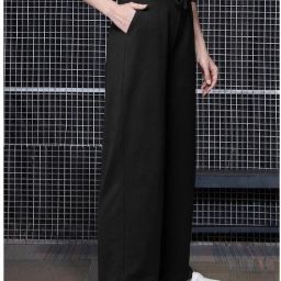 Women Regular Fit Black Cotton Blend Trousers-image-41