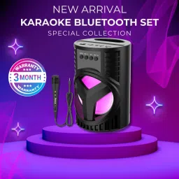 WOOS Stereo Bluetooth Karaoke Set with Wired Microphone TF Card, Aux In, USB Port, FM 3 W Bluetooth Party Speaker-15