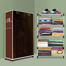 Strong 4 Shelf Plastic wardrobe, Foldable and Portable Almirah for Adults, Kids PVC Collapsible Wardrobe-image-82