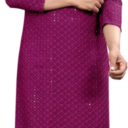 Men Embellished Chiffon Straight Kurta-picture-1