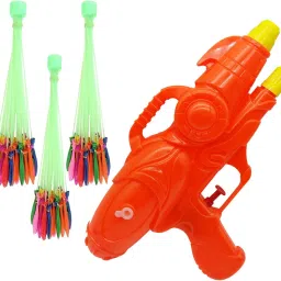(1 Pichkari + 3 Magic Balloon)for Kids Holi Festival & Summer Pool Party Fun Water Gun-image-38
